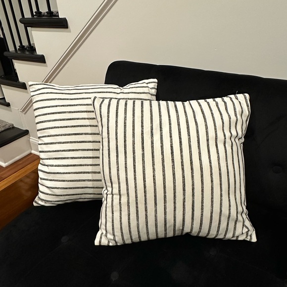 Other - White Throw Pillows with Black Stripes